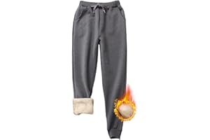 CheChury Damskie spodnie do biegania, zimowe, ciepłe, termiczne, z podszewką Sherpa, spodnie dresowe z podszewką, spodnie sportowe, polarowe, spodnie rekreacyjne, z dużymi kieszeniami, ściągaczem,