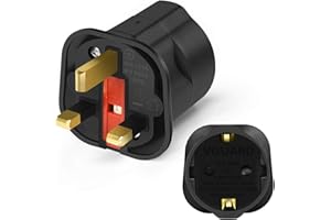 VGUARD European to UK Adapter, 1pack Plug Adaptor EU to UK Plug Adapter 2 Pin Plug Adaptor to 3 Pin for Travel or Electronic Device from France, Italy, Spain, Germany to UK - Black