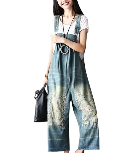 Latzhose Damen Oversize – Sommer-Overall Mit Weiten Beinen, Großem Taschen, ärmellos