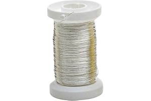 Glorex 6 2220 109 Fil argenté avec Noyau de cuivre plaqué Argent 0,4 mm x 40 m sur Bobine pour travaux manuels, création de compositions et de couronnes ou Fabrication de Bijoux