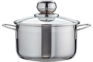 ‎LEVEL ONE Level One Topf Edelstahl 20 cm Kochtopf Induktion 3,6 L Fleischtopf & Bratentopf mit Glasdeckel für den Backofen, rostfreier Edelstahl, für alle Herdarten geeignet