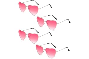 DDHHCP 4 Pack Herz Sonnenbrille, Sonnenbrille Pink, Weinsamkeit Hippie Gläser, Retro Kostüm Brille für Geburtstagsfeier Fasching Karneval Malle Jugendliche und Männer Frauen (Rosa)