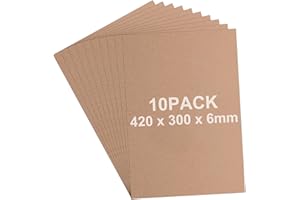 AHAQU 10PCS A3 MDF Wood Boards 6mm Thick Wood DIY Craft Project Board, 42x30cm MDF Blank Sheets for Painting, Modelling, Engraving, Fretwork, Arts