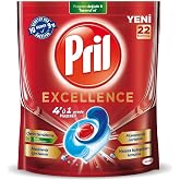 Pril Excellence 4 &uuml; 1 Arada Bulaşık Makinesi Deterjanı 22 Kaps&uuml;l