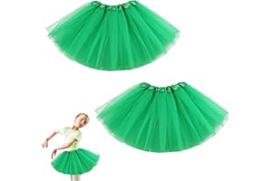 EUPSIIU 2 Piezas Tutu para Mujer Falda de Tul, Falda de Tutu Mujer, Minifalda de Patinadora para Fiestas de Disfraces, Traje Rendimiento, Carnaval, Regalos de Cumpleaños, Retro 80s Fiesta (Verde)