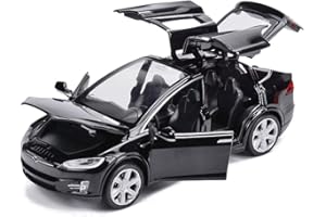 EisEyen Tesla Model X 90 - Coche de juguete, escala 1:32, aleación, con sonido y luz, para niños, las puertas se abren