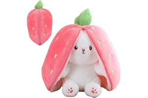 WOKICOR Hase Kuscheltier Plüschtiere Erdbeer Osterhase Plüsch Kuscheltier Versteckspiel Hasen Kuscheltiere Erdbeer Plüsch Ostergeschenke Für Kinder, Jungen, Mädchen (18cm hoch)