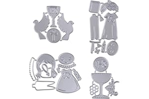 Azexcy Cutting Dies Fustella Comunione Battesimo Fustelle in Metallo per Scrapbooking Album Carta Biglietti Inviti Cartolina d'Auguri