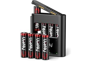 USENIY Rechargeable Lithium AA Batteries 8-Pack with Charger, 3600mWh High Capacity 1.5V AA Batteries, Li-ion AA with Charger, [2-1] Charing-Storage Box Integrated AA Charger