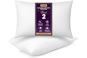 adsin Set of 2 Duck Feather Cushion Inserts – 35cm x 50cm (14" x 20") – Off-White Throw Pillow Pads with 100% Cotton Down-Proof Cover – Soft & Supportive Inner Fillers for Sofas & Beds