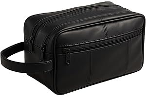 RAS WALLETS RAS Grande trousse de toilette pour homme en cuir véritable noir- 3520