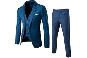 EQWIGKEIT Herren 3-Stücke Anzug Business EIN Knopf Smoking Anzug für Männer Smoking Klassische Sakkos und Anzughosen Weste Komplett Business Herrenanzug Regular Fit Herren Anzug Modern Hochzeitsanzug