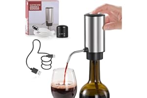 ZOYIDOUX Versatore elettrico per aeratore per vino ricaricabile 3 in 1 automatico Decantatore di vino Con tappo per vino Regali per gli amanti del vino(Acciai inox)