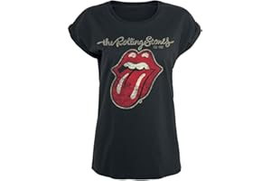 The Rolling Stones Plastered Tongue Frauen T-Shirt schwarz Band-Merch, Bands