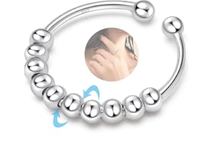 YUGDRUZY Anxiety Ring Silber 925 Frauen Ringe Damen Verstellbar Anti Stress Ring Spinner Ring Damen Fidget Ring Angst Ring Skill Ringe Silber 925 Damen Angstring Stressring Schmuck Geschenke Frauen