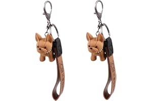 ENHOT Porte-clés Bouledogue Français - Adorable Ensemble de Porte-clés Bouledogue pour Femme - Pendentif de Sac et Cadeau pour Les Amoureux des Chiens - Lot de 2