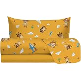 hermet Jolly Tennis Single Bed Sheet Set, 100% Cotton, Flat Sheet + Fitted Sheet + Pillow Case
