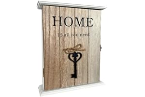 PALUPLUS Cassetta Portachiavi in legno, misura 19x5,5x24 cm, Pensile con portachiavi da parete, Scatola Organizer per chiavi -798C (Legno)