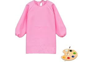 LILIKAI Tablier de peinture pour enfants - Blouse de peinture pour enfants de 8 à 10 ans - Tablier d'école pour filles - Imperméable - Avec manches - Pour travaux manuels, peinture, pâtisserie