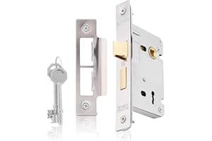 XFORT 3 Lever Polished Chrome Mortice Sashlock 65mm, Door Lock with Key for Internal Doors, CE Approved and Fire Rated Protection
