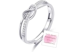 MOROTOLE To My Daughter Sterling Silver Forever Linked Ring - S925 Adjustable Thumb Ring for Women, Mum - Love Knot Mother Daughter Jewelry - Christmas, Mother's Day Gifts