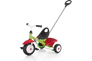 Kettler Funtrike Emma - das coole Dreirad mit Schiebestange - Kinderdreirad für Kinder ab 2 Jahren - stabiles Kinderfahrzeug inkl. kippbarer Sandschale - grün & rot