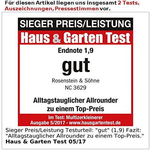 Rosenstein & Söhne Elektrischer Mini-Zerkleinerer, 4 Klingen & Glasbehälter, 400 W, 1,5 l - 4