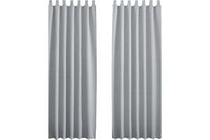 PONY DANCE Cortinas Termicas Aislantes Frio y Calor Cortinas Opacas 2 Piezas Cortinas Dormitorio Matrimonio con Trabillas Cortinas Salon Modernas, 140x245 CM, Gris Claro
