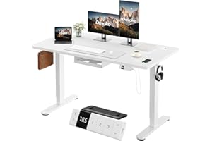 Devoko Bureau Assis Debout Électrique 160×80cm, Bureau Électrique avec Chargeur Type-C Organiseur de Câbles et 3 Positions Mémorisables Réglable en Hauteur pour Bureau, Télétravail, Blanc
