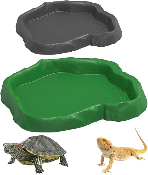 DOVBAN 2pcs Reptiles Bandeja comedero De Agua Cuenco De Agua Para Terrario Comedero Y Bebedero Para Reptile Ideal Geckos tortuga Serpientes Y Pequeños Reptiles - 1