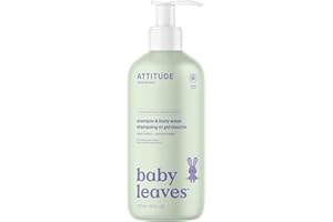 ATTITUDE 2in1 Hair Shampoo and Body Wash for Baby, Plant and Mineral-Based Gentle Formula, EWG Verified, Vegan Baby Products, Sweet Apple, 473 mL