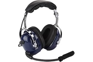 BEWINNER Casque Pilote à Réduction de Bruit 24 DB, Casque D'aviation à Double Prise avec Mousse Micro Coupe-Vent, Prise Universelle 3,5 Mm pour Une Communication Claire