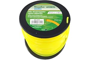 RIEGOLUX Fil de débroussailleuse en Nylon Rond Jaune 2,4 mm x 100 m Fil de débroussailleuse pour Disque de débroussailleuse pour Coupe-Gazon, Jardin et extérieur