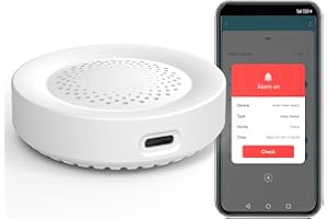 ZECAMIN Alarma de sirena inteligente, 100 dB, alarma inalámbrica para puerta y ventana, 32 tipos de sonido disponibles