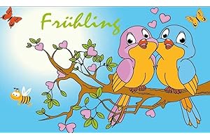 Fanshop Lünen Flagge Frühling - Vögel Fahne 90x150 cm Hissfahne Fahnen, Multi