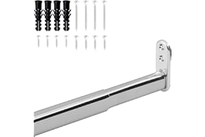 vasalat Kleiderstange ausziehbar 40-60 cm, robust & vielseitig - ausziehbare Kleiderstange, Garderobenstange bis 20kg belastbar - Schrankrohr ausziehbar mit Halterung