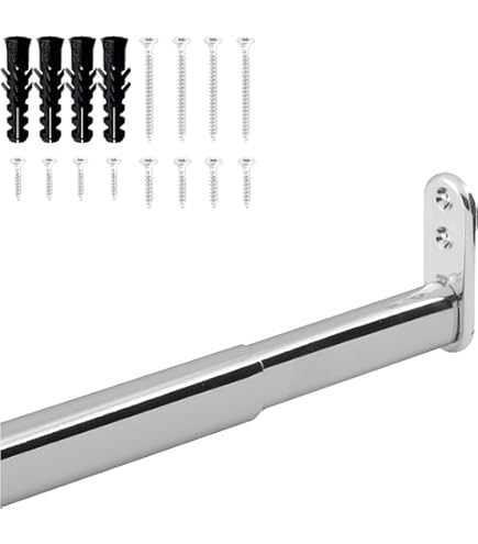 Asta per Appendere a soffitto per Guardaroba per Armadio con Supporto terminale Regolabile, Barra per Guardaroba in Alluminio Premium per Appendere i Vestiti, carico 100 kg (Color : Black, Size : 15