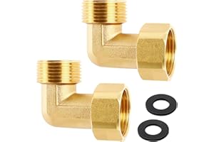 TOOLKNIGHT 2 Stück 3/4'' Messing Beweglich fitting, 3/4 Zoll IG x AG 90 Grad Winkelverschraubung, Messing Winkel 90°, DN20 Rohrwinkel Bogen, geeignet für den Anschluss an Gas und Flüssigkeitsleitungen