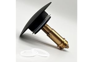 Pop Up Sink Plug Replacement Matt Black, Chonphan Basin Sink Plug Click Clack Sink Plug Sprung Push Plug Stopper Waste Drain Plug for Bathroom Vanity Sink Lavatory, 66mm Cap