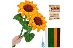 Riddur Pulitore pipa fiori, girasoli, pulitore per pipa per fai da te, con 190 pulitore per pipa in 3 colori, istruzioni, forbici, 4 pezzi di filo per fiori