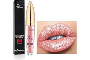 Rouge à lèvres Longue durée Brillant Diamant 18 Couleurs,nacré 3D Shining Stars,Liquide de Texture métallique Scintillante,Coupe imperméable Non Collante