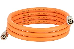 CFH Tuyau de gaz en caoutchouc VS 758-2 m - Tuyau de gaz en caoutchouc avec raccord G 3/8" LH des deux côtés - Pour appareils à braser et appareils à souder au gaz, GPL, propane/butane - 20 bar