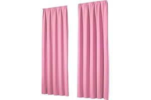 ‎HEIMTEXLAND heimtexland Vorhang Blickdicht Thermovorhang Verdunklungsvorhänge 2er Set Kräuselband Deko Gardine isolierend Kälteschutz Sonnenschutz Ökotex Fensterdeko Typ139 Rosa HxB 245x135 cm
