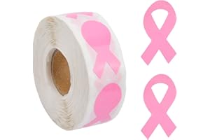 WANDIC Autocollant en ruban rose, 500 pièces Stickers de sensibilisation au ruban rose Étiquettes Roule Rose Cancer du sein Package de ruban Scellant pour la lettre de cadeau de l'événement (Small)