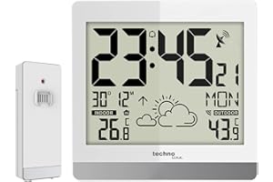 TECHNO LINE Technoline WS8119 - Orologio da parete digitale senza fili, con display della temperatura e previsioni meteo