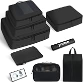 Prezon Packing Cubes for Suitcases, Set of 8, Lightweight Luggage Organizers, Packing Cubes for Travel Accessories - Black