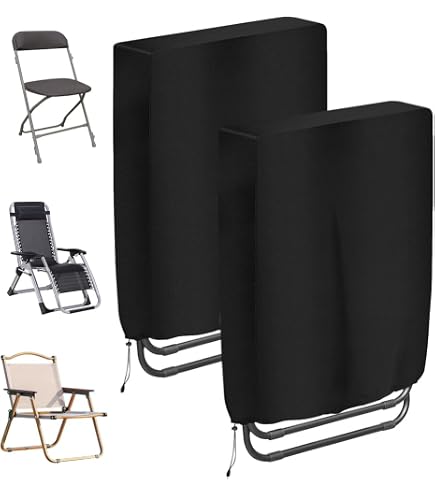 Coperture Protettive Per Sedie Pieghevoli Da Giardino – 2 Pezzi In Tessuto Oxford 210D, Impermeabili E Antivento (71x110 Cm, Nero/Grigio)