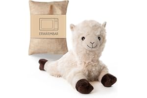 ‎HABIBI Habibi Premium Wärmekissen/Stofftier f. Kinder u. Erwachsene – 1965 Alpaka/Lama, herausnehmbare Hirsefüllung – Wärmekuscheltier zum Erwärmen in der Mikrowelle/Backofen, ideal auch für Babys
