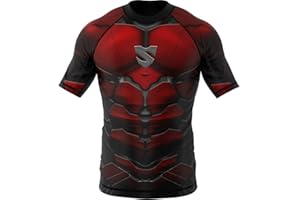 SMMASH Camicia Funzionale Uomo Rashguard Camicia Sportiva A Maniche Corte MMA Thaibox Muay Thai Kickboxing Traspirante Resistente All'Abrasione