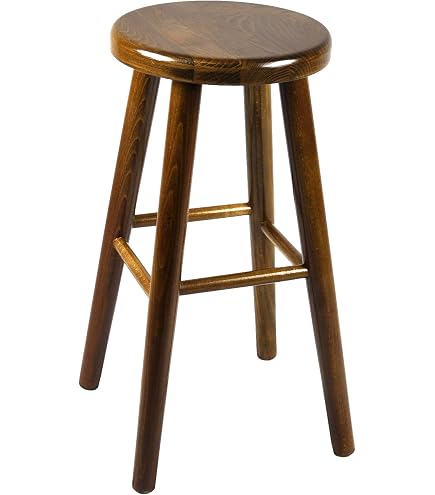 Tabouret Haut Rond En Bois Naturel 70 Cm – Classique Et Solide Pour Cuisine, Bar Ou Îlot Central